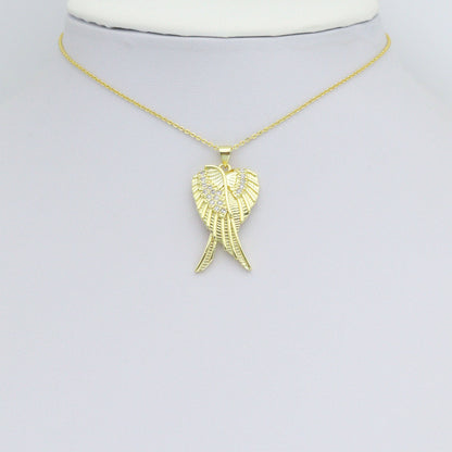 CZ Gold Huggie Angel Wings Charm Pendant, Sku#LK1192