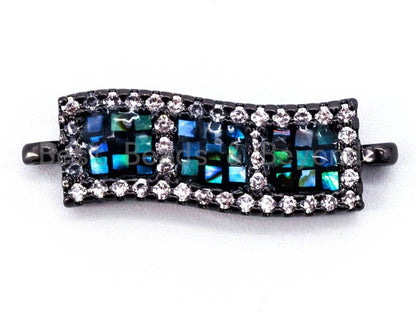 CZ Micro Pave Abalone Rectangle Connector, SKU#E329C