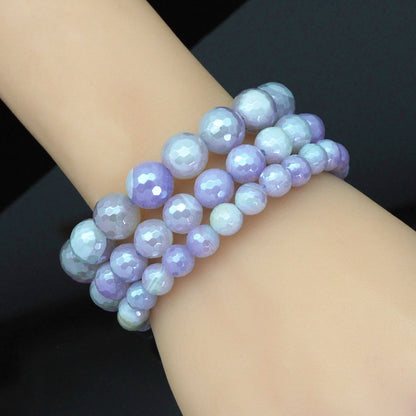Mystic Blue Banded Agate Stretchy Bracelet, 8mm/10mm/12mm, SKU#EF402