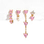 Multi Sets of Blue Flower Pierced Earrings, 4-6pcs, 18k Gold Plated Stud Drop Hoop Huggie Cuff Chain, S925 Needle