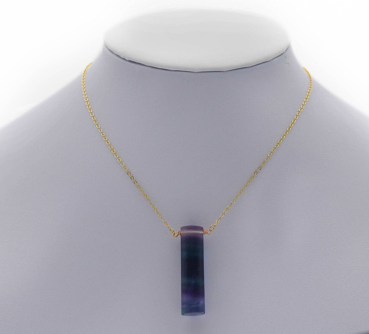 Gold Colorful Fluorite Cylinder Charm, Sku#LY02