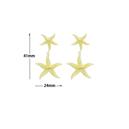 Gold Silver StarFish Earrings, Sku#A472