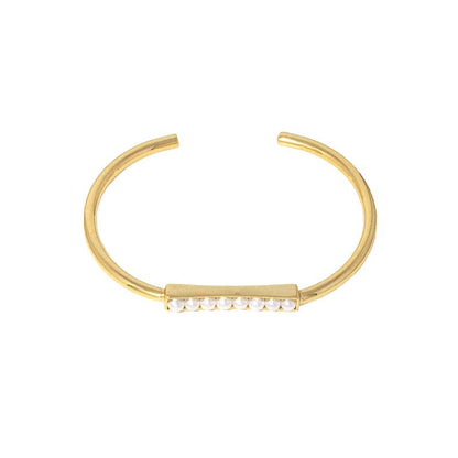 Gold Pearl Bar Bangle Bracelet, Sku#B350