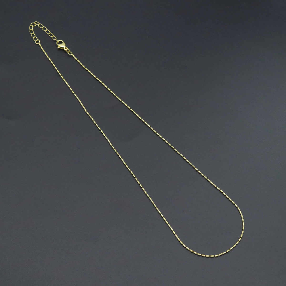 Gold Dainty Hammered Tube Link Adjustable Necklace, Sku#LD667