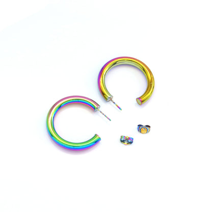 Gold Rainbow Color Hoop Earrings, Sku#A151