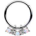 16G 3/8 White Synthetic Opal Dazzle Hinged Segment Ring