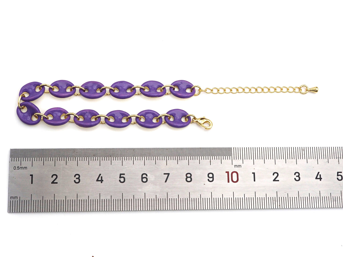Enamel Hand Made Oval Anchor / Mariner Chain Bracelet, E520