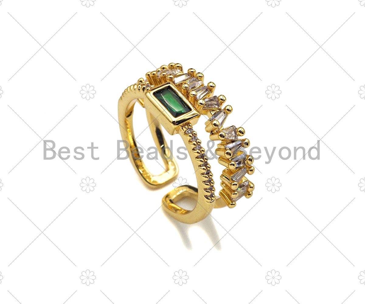Fancy Emerald CZ Statement Ring, Sku#X188