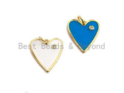 Enamel heart Pendant with CZ, Z412