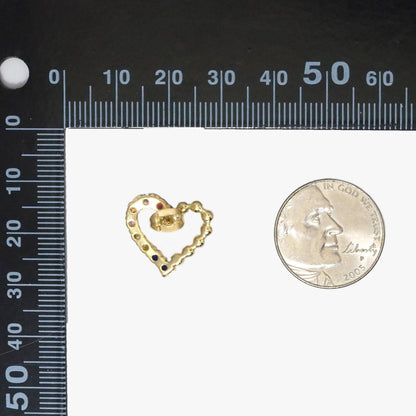 Colorful CZ Pearl Heart Stud Earrings, Sku#LD388