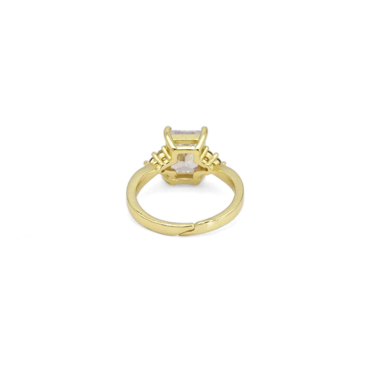 Gold Clear Rectangle CZ Adjustable Ring, Sku#A117