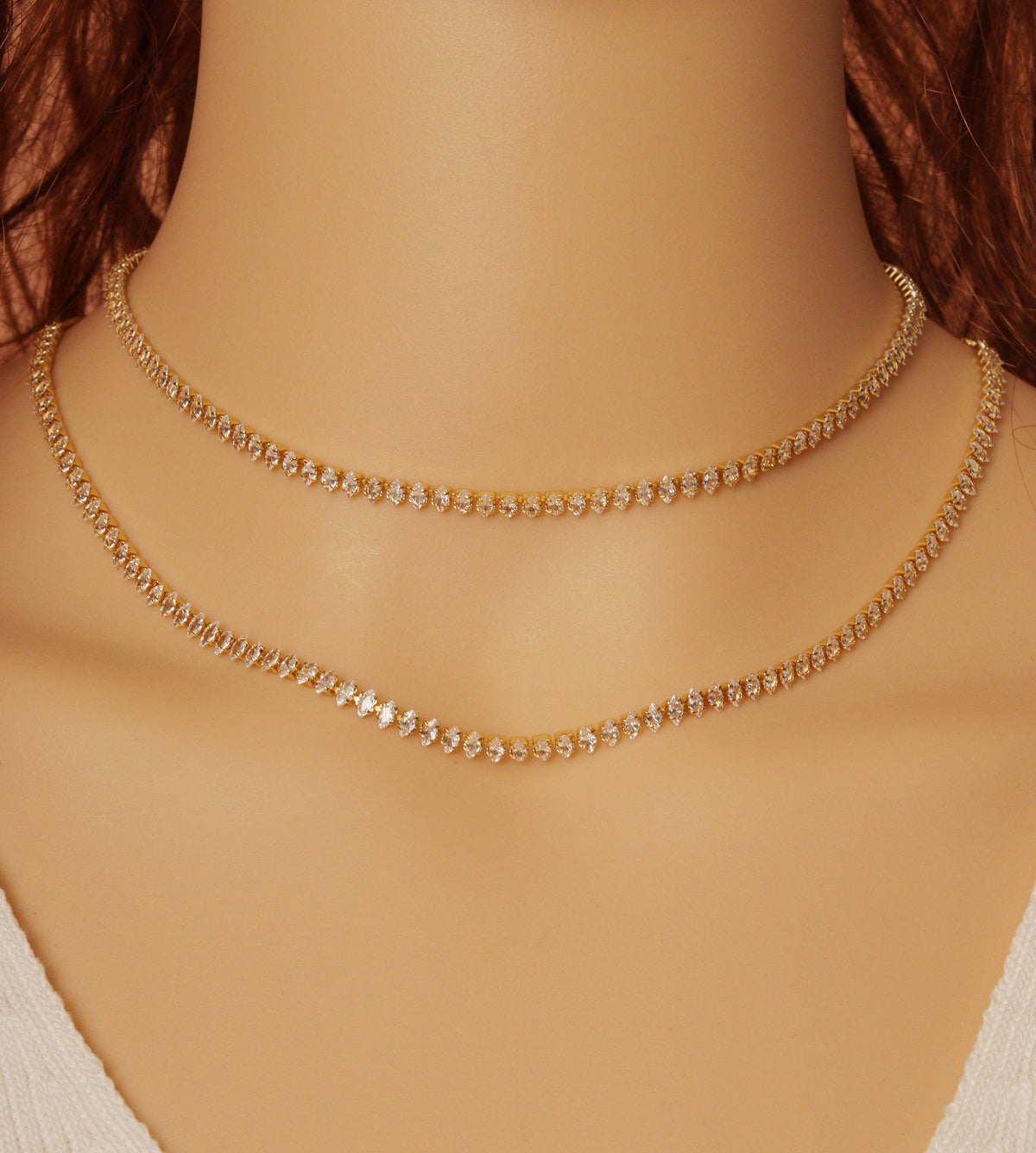 Marquise CZ Tennis necklace, sliding Adjustable Necklace,sku#JL162