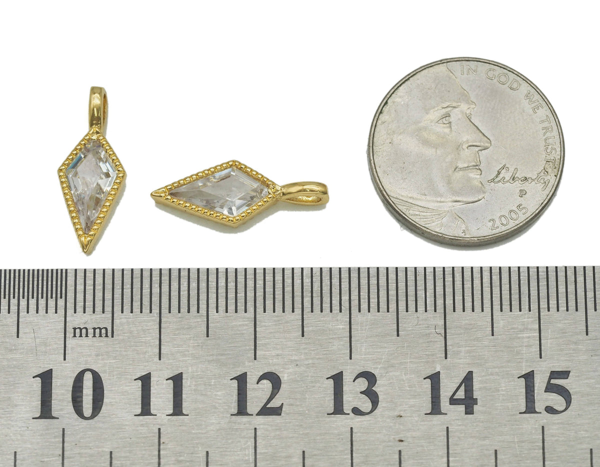 Gold Rhombus CZ Arrows Charm, Sku#B211