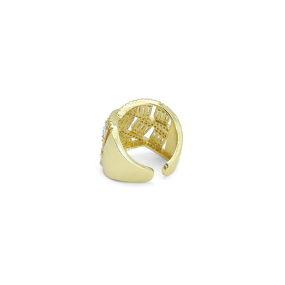 Clear Baguette CZ Chunky Twisted Statement Ring, Sku#A230