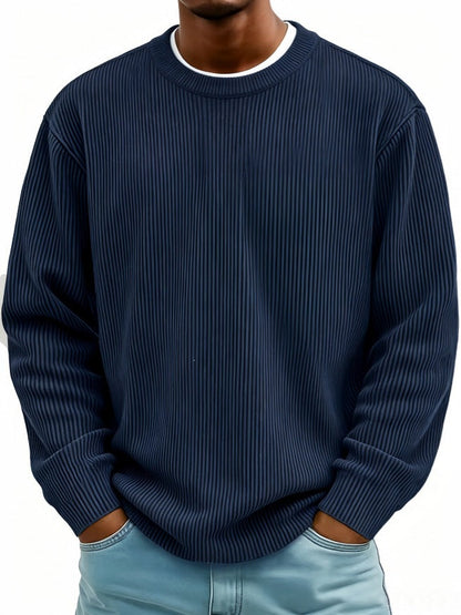 Mens Casual Long-sleeve Crew-neck Corduroy Sweatshirt