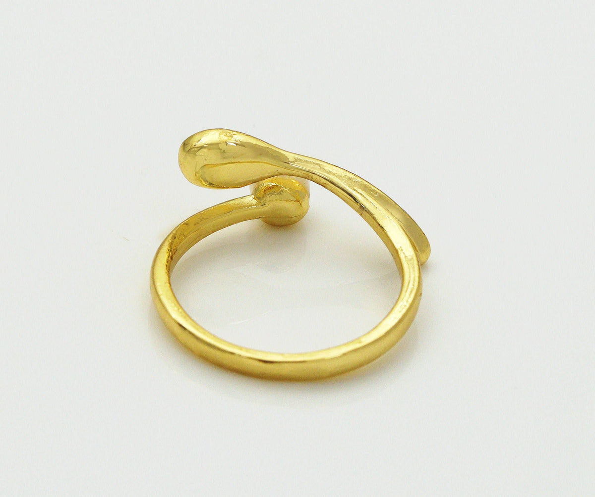 Gold Pearl Spoon Adjustable Ring, Sku#LD267