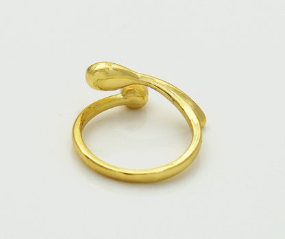 Gold Pearl Spoon Adjustable Ring, Sku#LD267
