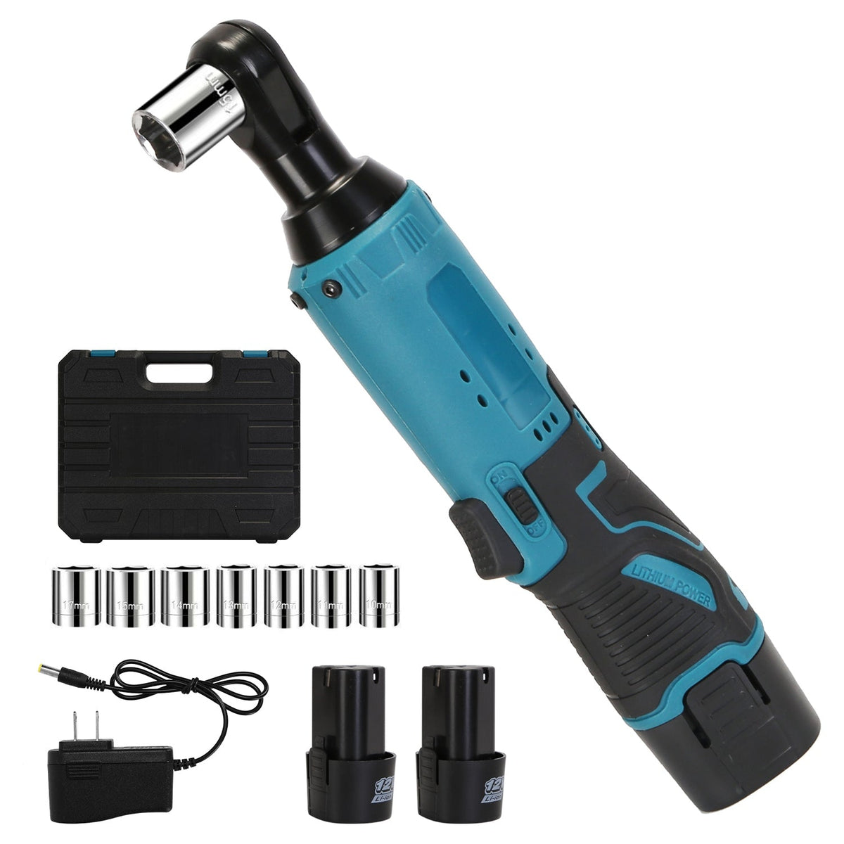 Cordless Electric Ratchet Wrench Set with 7 Sockets