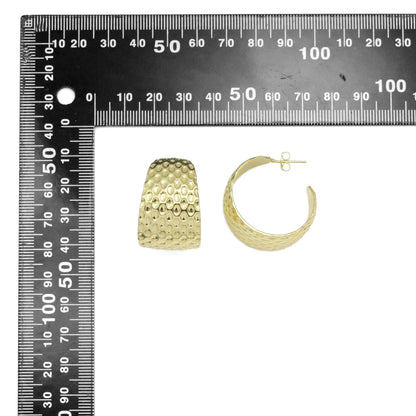 Gold Silver Chunky Hammered Half Hoop Earrings, Sku#LD601