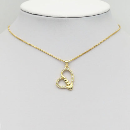 Gold CZ Unbalanced String Heart Charm, Sku#LK879