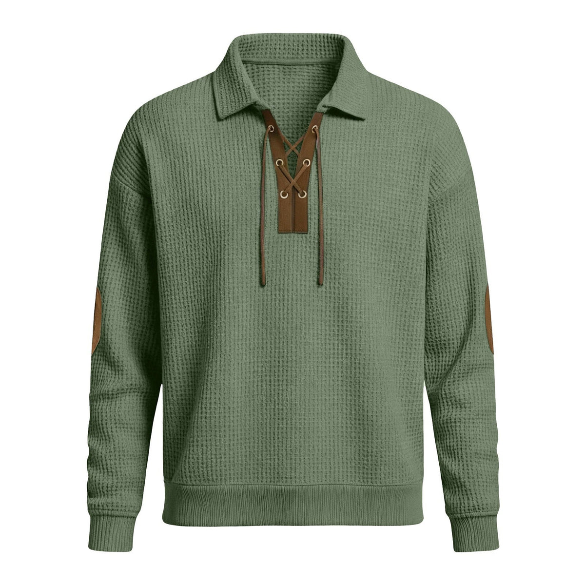 Mens Fashion Solid-Color Long-Sleeve Loose-Fit Sweatshirt