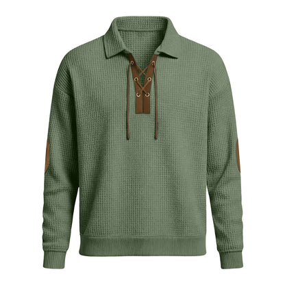 Mens Fashion Solid-Color Long-Sleeve Loose-Fit Sweatshirt