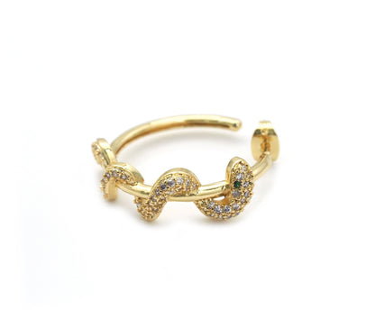 Gold CZ Wrapped Snake Hoop Stud Earrings, Sku#LD366