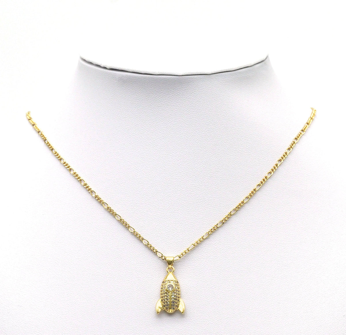 Gold CZ Rocket Charm, Sku#LK687