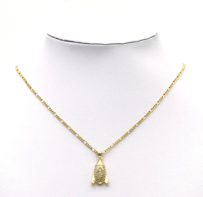 Gold CZ Rocket Charm, Sku#LK687