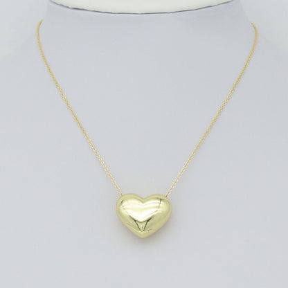 Gold  Puffy Heart Charm Pendant, Sku#LK991