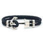 Elegant Modern Handmade Stainless Steel Men Anchor Bracelet made of Nylon in Navy Blue Color For Man