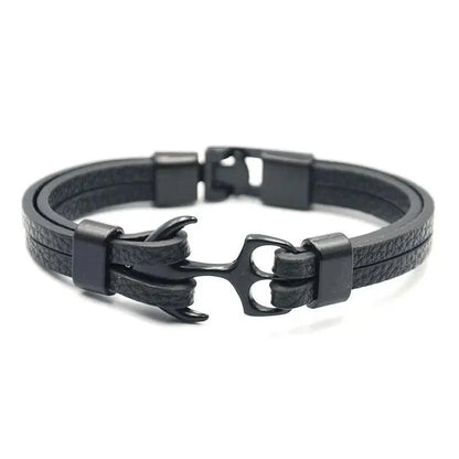 Elegant Modern Handmade Stainless Steel Men Anchor Bracelet made of Nylon in Navy Blue Color For Man