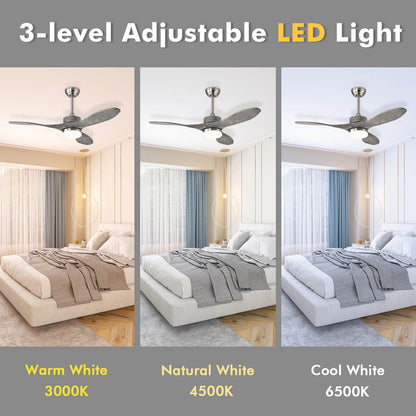 48 Inch Wood Ceiling Fan with LED Lights and 6 Speed Levels
