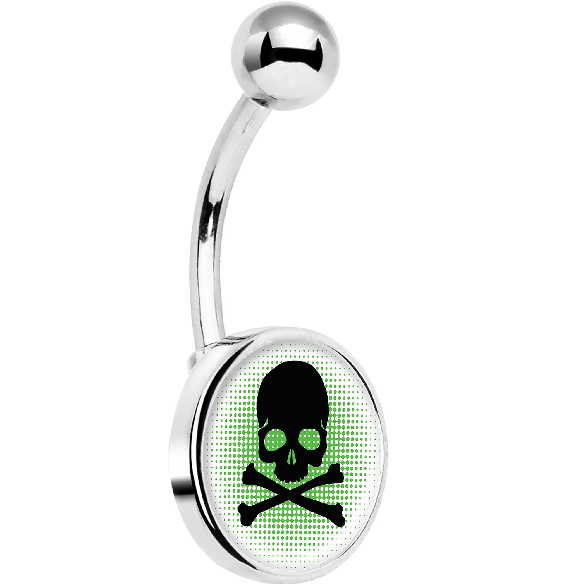 Green Black Skull Belly Ring