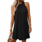 European and American round neck hanging neck loose sleeveless dress for women