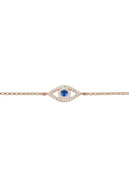 Evil Eye Elliptical Bracelet Blue Rosegold