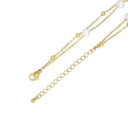 Stainless Steel Pearl Flower Anklet, Sku#BXG07