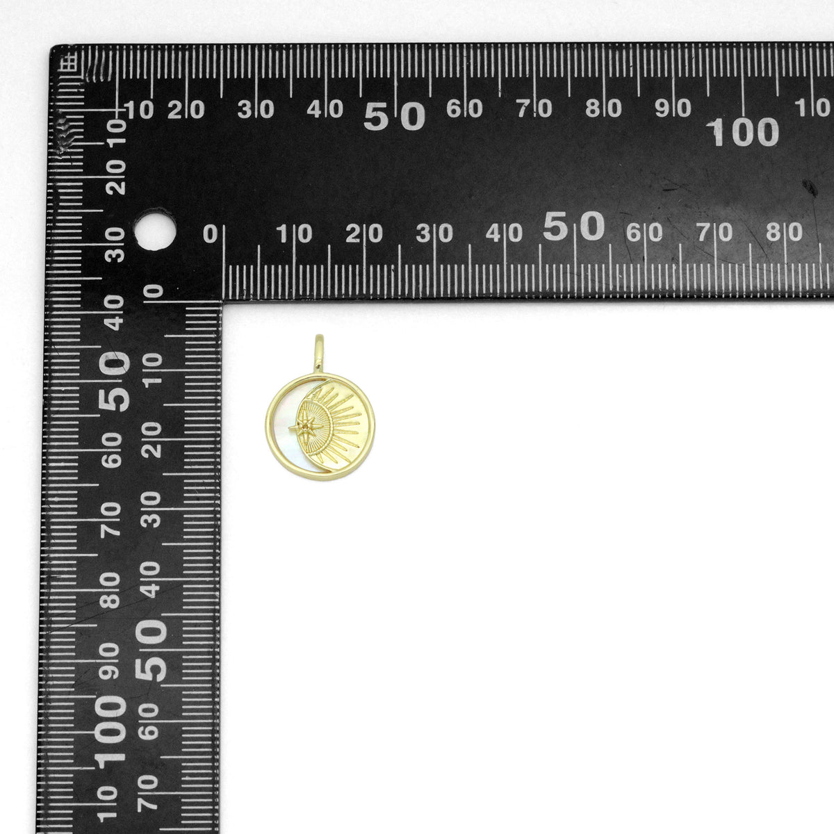 CZ North Star Moon Sun Mop Coin Charm Pendant, Sku#LK1154