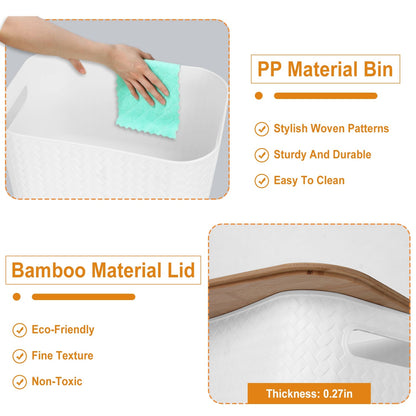 Stackable Storage Bins with Bamboo Lids - 2 Pack