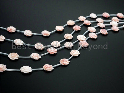 Carved Pink Rose Flower Pearl beads, T99