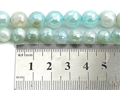 Aqua Blue Agate Attachment Necklace with Large CZ Pave Silver clasp, Pave Diamond Beaded Choker, 18 long, 8mm/10mm beads size, sku#D44