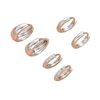 Stacking 3 Pieces Small Hoop Huggie Earrings Set for Women, Silver Stud Earrings for Multiple Piercing Hypoallergenic Trendy Jewelry
