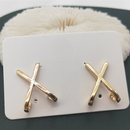 Geometric Cross X Shape Stud Earrings
