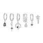 Multi Sets of Blue Flower Pierced Earrings, 4-6pcs, 18k Gold Plated Stud Drop Hoop Huggie Cuff Chain, S925 Needle