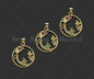Gold Fillled Colorful CZ Micro Pave Butterfly On Round Ring Shape Pendant, 18K Gold Filled Charm, Necklace Bracelet Pendant,22x26mm,Sku#LD97