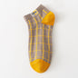 Mens Cotton Socks Plaid Pattern Low-cut All-season