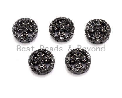 Black CZ Pave Cross Spacer Coin, sku#C99
