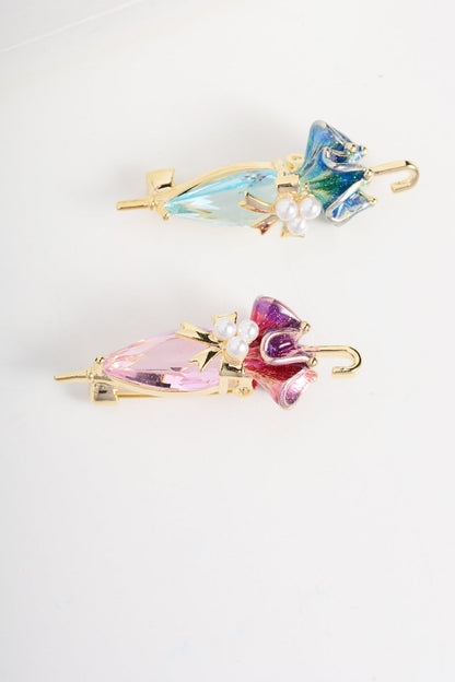 Enamel Zircon Umbrella Clothing Pin