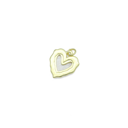 White Pearl Textured edge Heart Frame Charm Pendant,Sku#LK1217