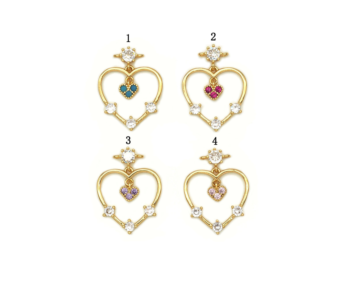 Colorful CZ Heart Pendant, Sku#LD203